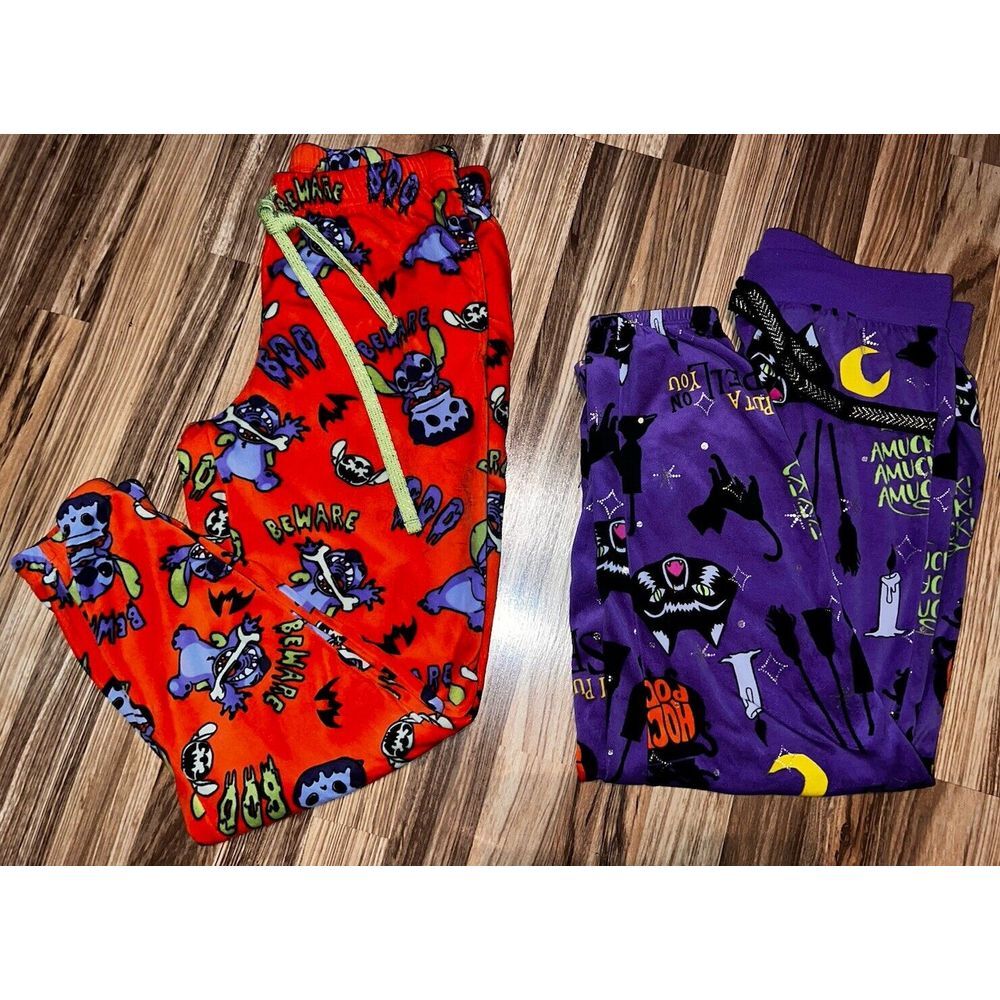 Disney Halloween Hocus Pocus Stitch Women's‎ Pajama Pants Size S 4 6 Soft 2 Pair - Picture 1 of 5